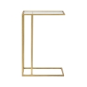 Mesa de centro y lateral rectangular de metal dorado y vidrio London Oferta