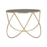 Mesa de centro moderna redonda 60cm metal dorado y cristal negro Ring Promoción