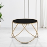 Mesa de centro moderna redonda 60cm metal dorado y cristal negro Ring Venta