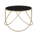 Mesa de centro moderna redonda 60cm metal dorado y cristal negro Ring Oferta
