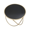 Mesa de centro moderna redonda 60cm metal dorado y cristal negro Ring Rebajas