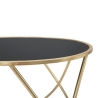 Mesa de centro moderna redonda 60cm metal dorado y cristal negro Ring Descueto