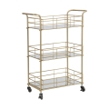Carrito de bar rectangular dorado con estantes de vidrio espejado Glammy Promoción
