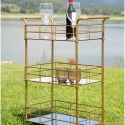 Carrito de bar rectangular dorado con estantes de vidrio espejado Glammy Venta