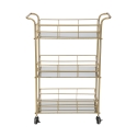 Carrito de bar rectangular dorado con estantes de vidrio espejado Glammy Rebajas