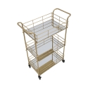 Carrito de bar rectangular dorado con estantes de vidrio espejado Glammy Descueto