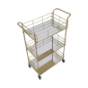 Carrito de bar rectangular dorado con estantes de vidrio espejado Glammy Descueto
