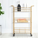 Carrito de bar rectangular dorado con estantes de vidrio espejado Glammy Oferta