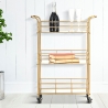 Carrito de bar rectangular dorado con estantes de vidrio espejado Glammy Oferta