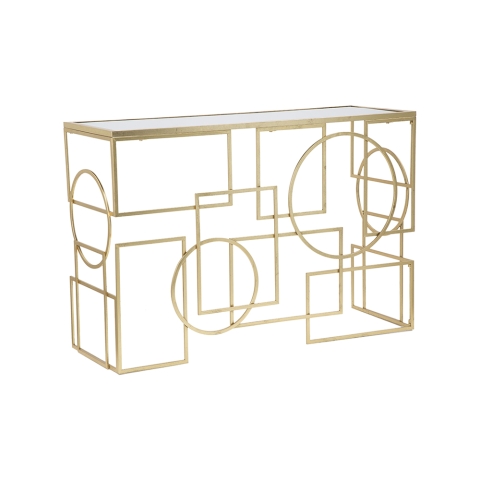 Consola de entrada rectangular de metal dorado 120x41cm con superficie espejada Marie Promoción