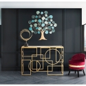 Consola de entrada rectangular de metal dorado 120x41cm con superficie espejada Marie Venta