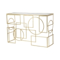 Consola de entrada rectangular de metal dorado 120x41cm con superficie espejada Marie Descueto