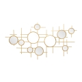 Espejo de pared geométrico dorado con múltiples espejos redondos 117x61cm Gloxy Promoción