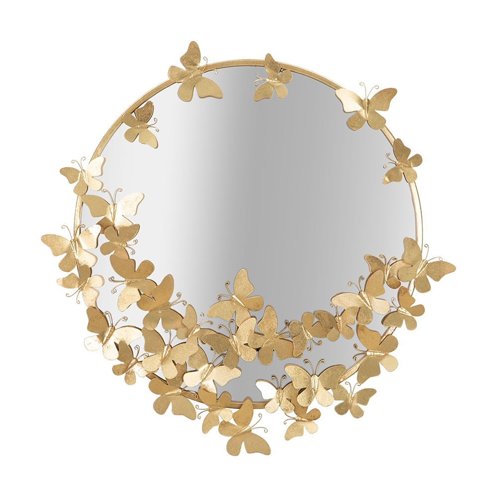 Espejo redondo de pared dorado con mariposas decorativas 74cm Butterfly S Promoción Espejo redondo de pared dorado con mariposas decorativas 74cm Butterfly S Promoción