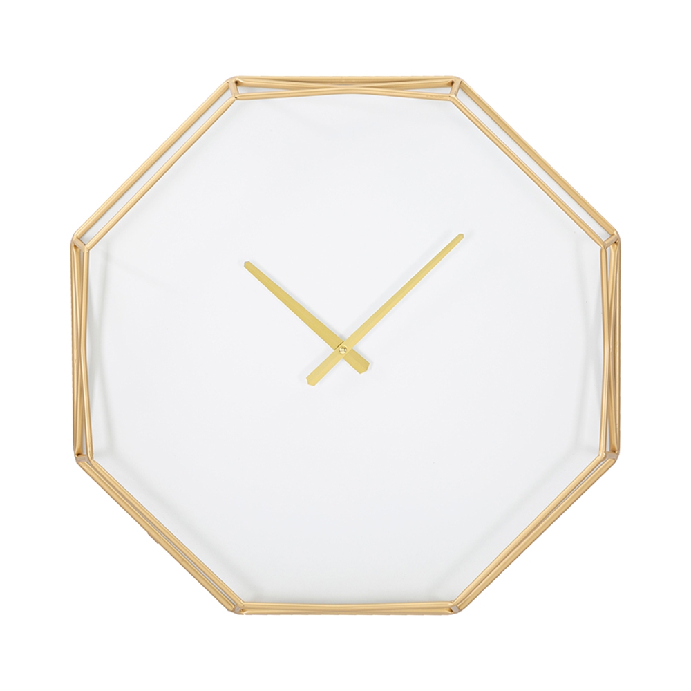 Reloj de pared octagonal de metal dorado Octagonal