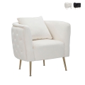 Sillón glam de terciopelo con patas doradas y cojín Bucarest-P Promoción