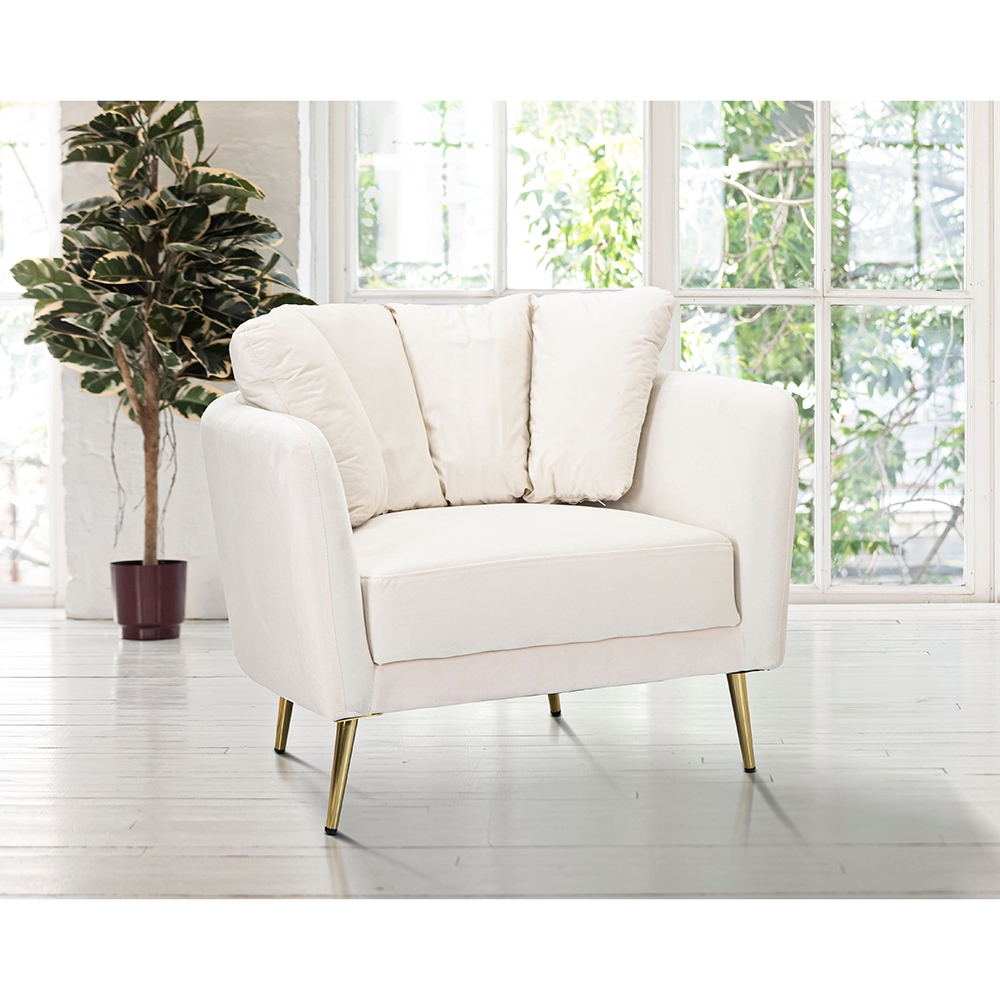Poltrona design para sala de estar tapizada con patas de metal dorado Kiev Promoción