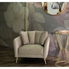 Sillón de diseño para sala de estar acolchado con patas de metal dorado Kiev Medidas