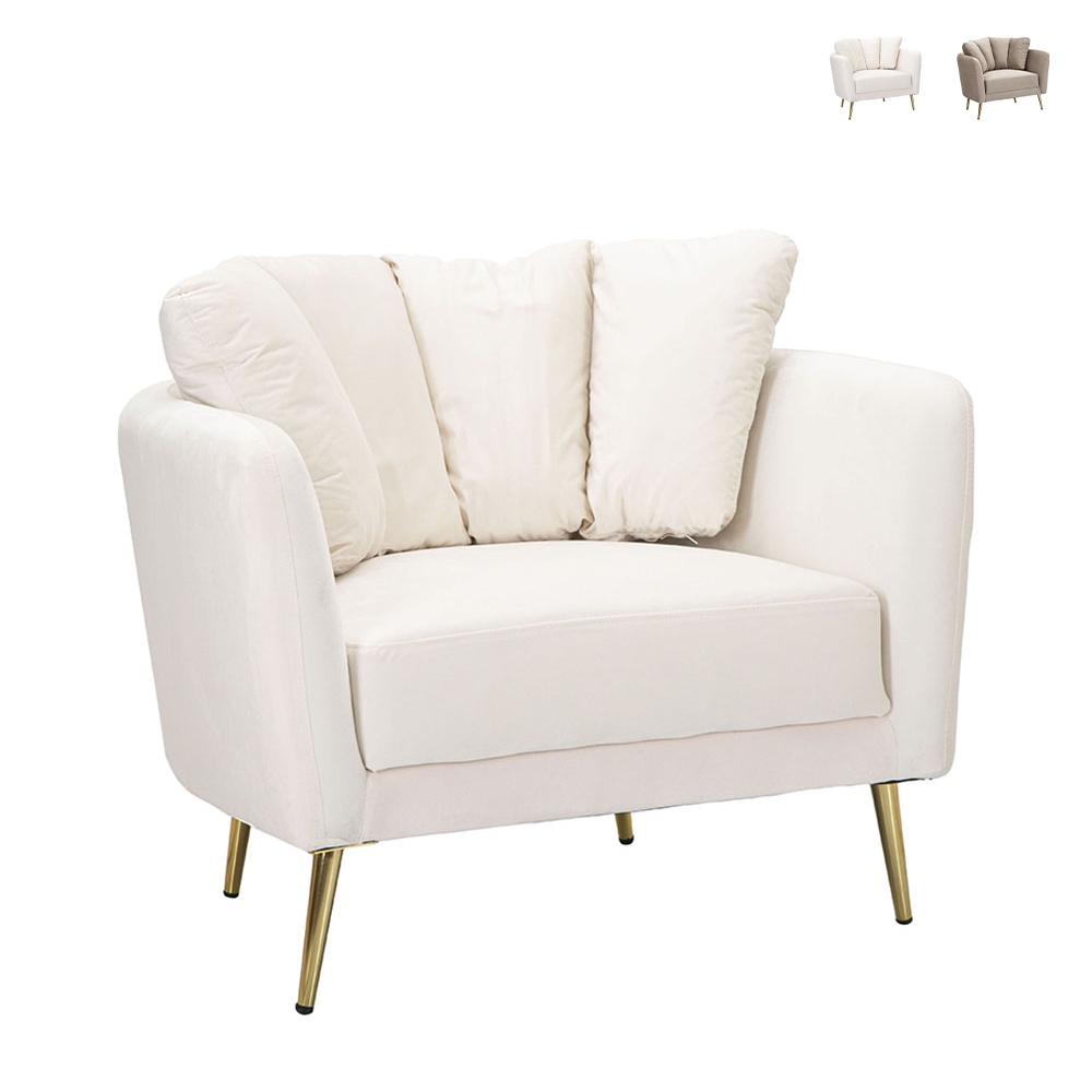 Sillón de diseño para sala de estar acolchado con patas de metal dorado Kiev