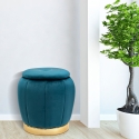 Puf contenedor redondo de terciopelo con base metálica 43cm Paris Venta