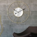 Reloj de pared redondo de metal dorado 80 cm con espejo Stick Venta