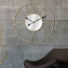 Reloj de pared redondo de metal dorado 80 cm con espejo Stick Venta