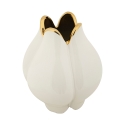 Jarrón de cerámica blanco con borde dorado Bud Oferta