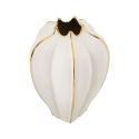 Jarrón de cerámica blanco con detalles dorados Potter Oferta