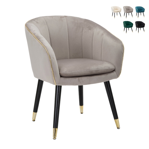 Sillón de terciopelo con ribete dorado Paris Promoción