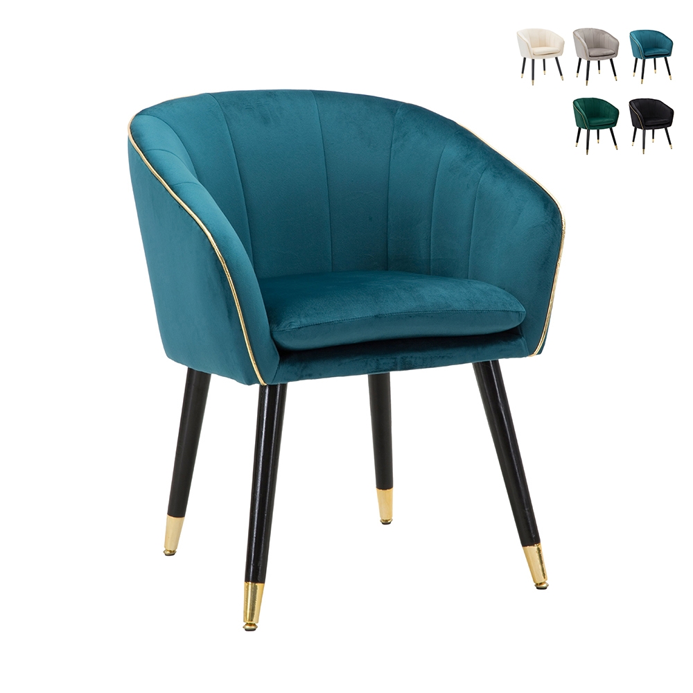 Sillón de terciopelo con ribete dorado Paris Stock Sillón de terciopelo con ribete dorado Paris Stock