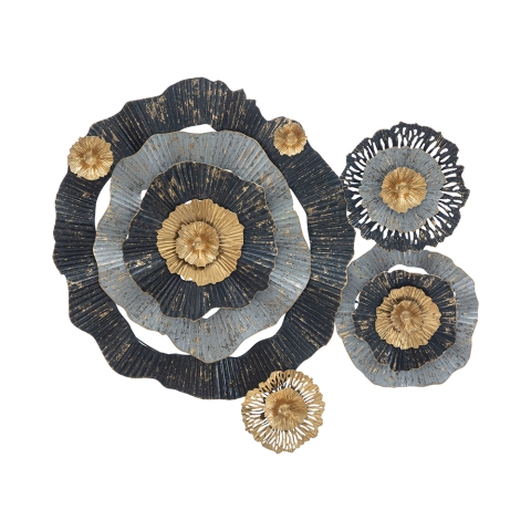 Decoración de pared 3D en metal multicolor floral Otos Promoción