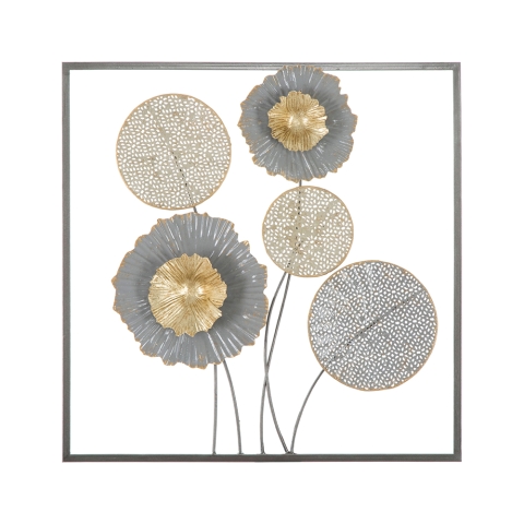 Decoración de pared cuadrada 3D en metal floral Sqity Promoción