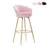 Taburete de bar cocina con respaldo floral patas doradas h90cm Vienna Descueto