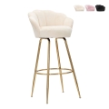 Taburete de bar cocina con respaldo floral patas doradas h90cm Vienna Promoción