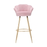 Taburete de bar cocina con respaldo floral patas doradas h90cm Vienna 