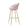 Taburete de bar cocina con respaldo floral patas doradas h90cm Vienna 