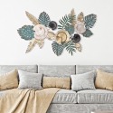 Decoración de pared 3D en metal multicolor estilo tropical con hojas Amaz Venta