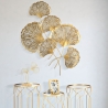 Decoración de pared 3D en metal dorado con hojas Iris Venta