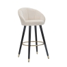 Taburete de bar para cocina en terciopelo con patas de madera negras y doradas h80cm Prague Stock