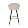 Taburete de bar para cocina en terciopelo con patas de madera negras y doradas h80cm Prague Características
