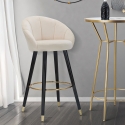 Taburete de bar para cocina en terciopelo con patas de madera negras y doradas h80cm Prague Venta