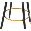 Taburete de bar para cocina en terciopelo con patas de madera negras y doradas h80cm Prague 