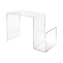 Mesa de diseño en plexiglás transparente con portarevistas S-Table Promoción