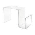 Mesa de diseño en plexiglás transparente con portarevistas S-Table Promoción