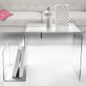 Mesa de diseño en plexiglás transparente con portarevistas S-Table Venta