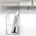 Mesa de diseño en plexiglás transparente con portarevistas S-Table Descueto