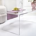 Mesa moderna de plexiglás transparente 40x81x36cm para sala de estar Milvio Descueto