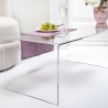 Mesa moderna de plexiglás transparente 40x81x36cm para sala de estar Milvio Descueto