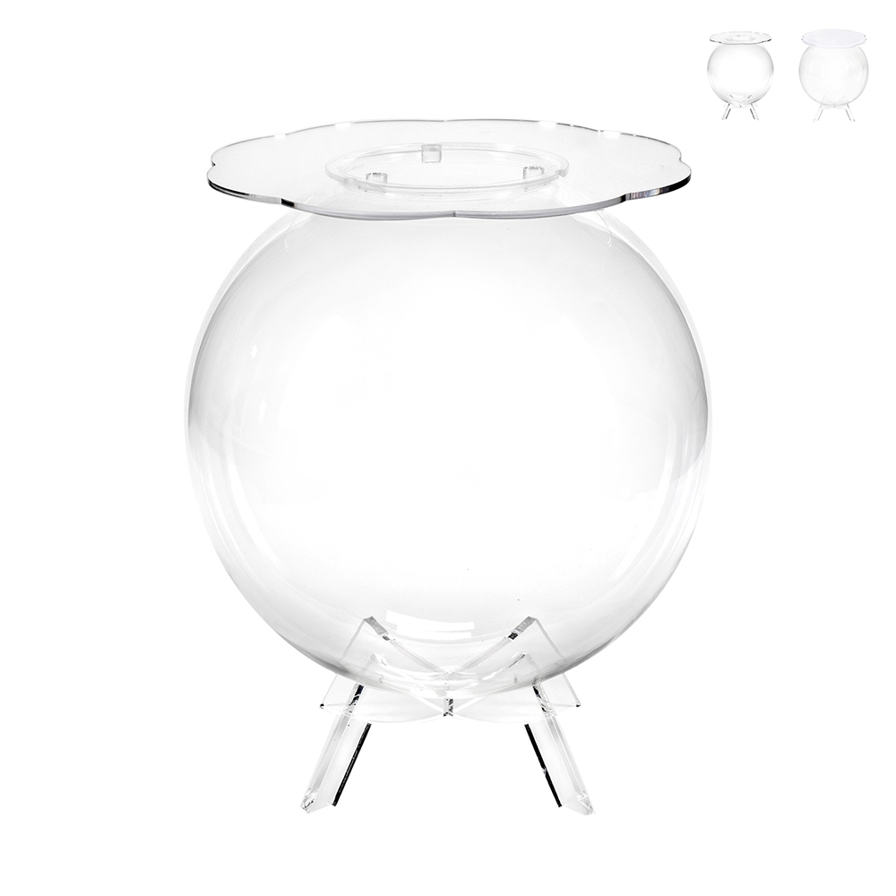 Mesa de centro esférica con almacenaje en plexiglás transparente Boollino Promoción