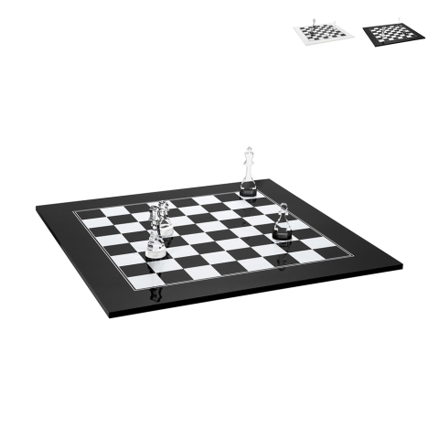 Tablero de ajedrez y damas de diseño en plexiglás transparente Kasparov Promoción